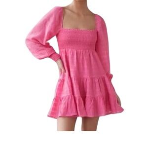 Urban Outfitters Bright Pink Shirred Top